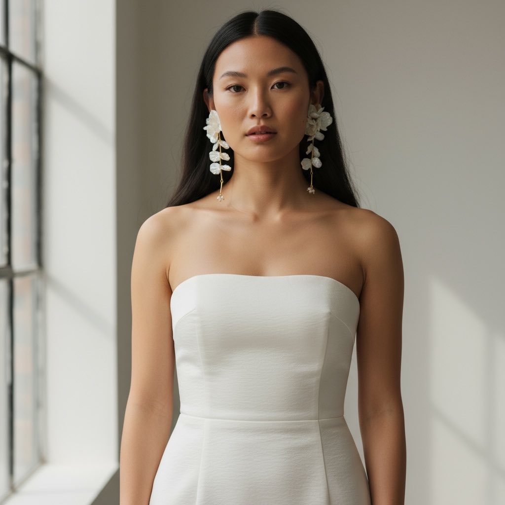 Inaya White Flowers Statement Earrings