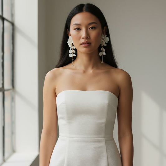 Inaya White Flowers Statement Earrings